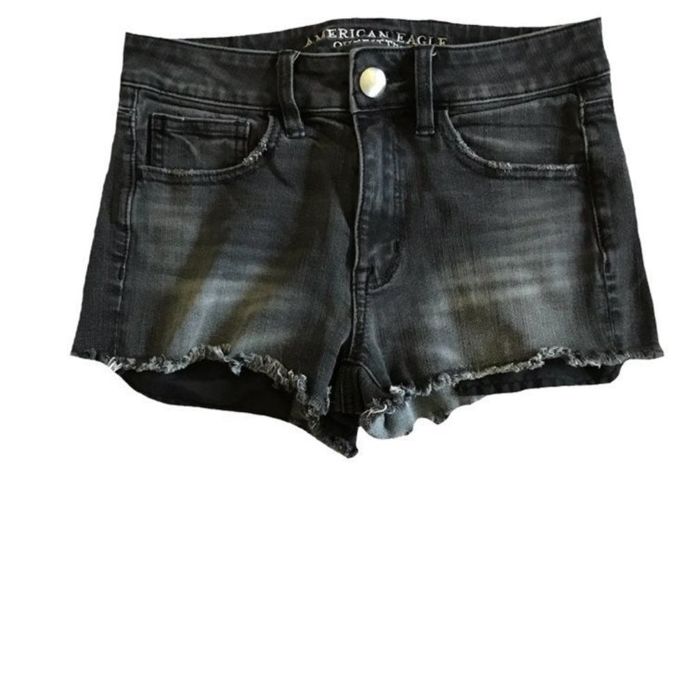 American Eagle Black Hi-Rise Shortie Shorts Sz 2